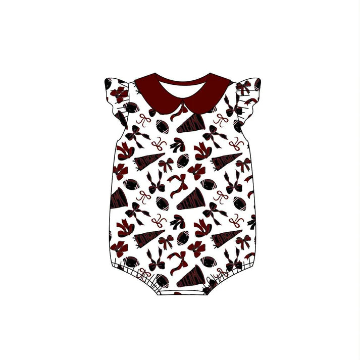 preorder(moq 5)Baby Infant Girls Gamecocks Team Bow Flutter Sleeve Rompers 8.1