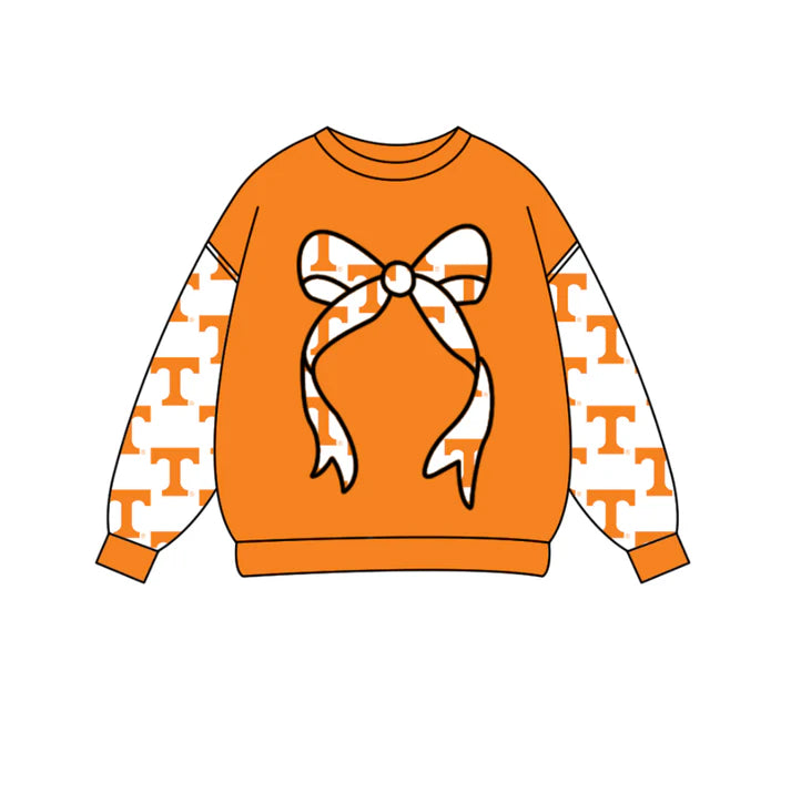 Preorder Moq 5 Baby Girls Yellow Long Sleeve T Bows Team Tee Shirts Top 10.16