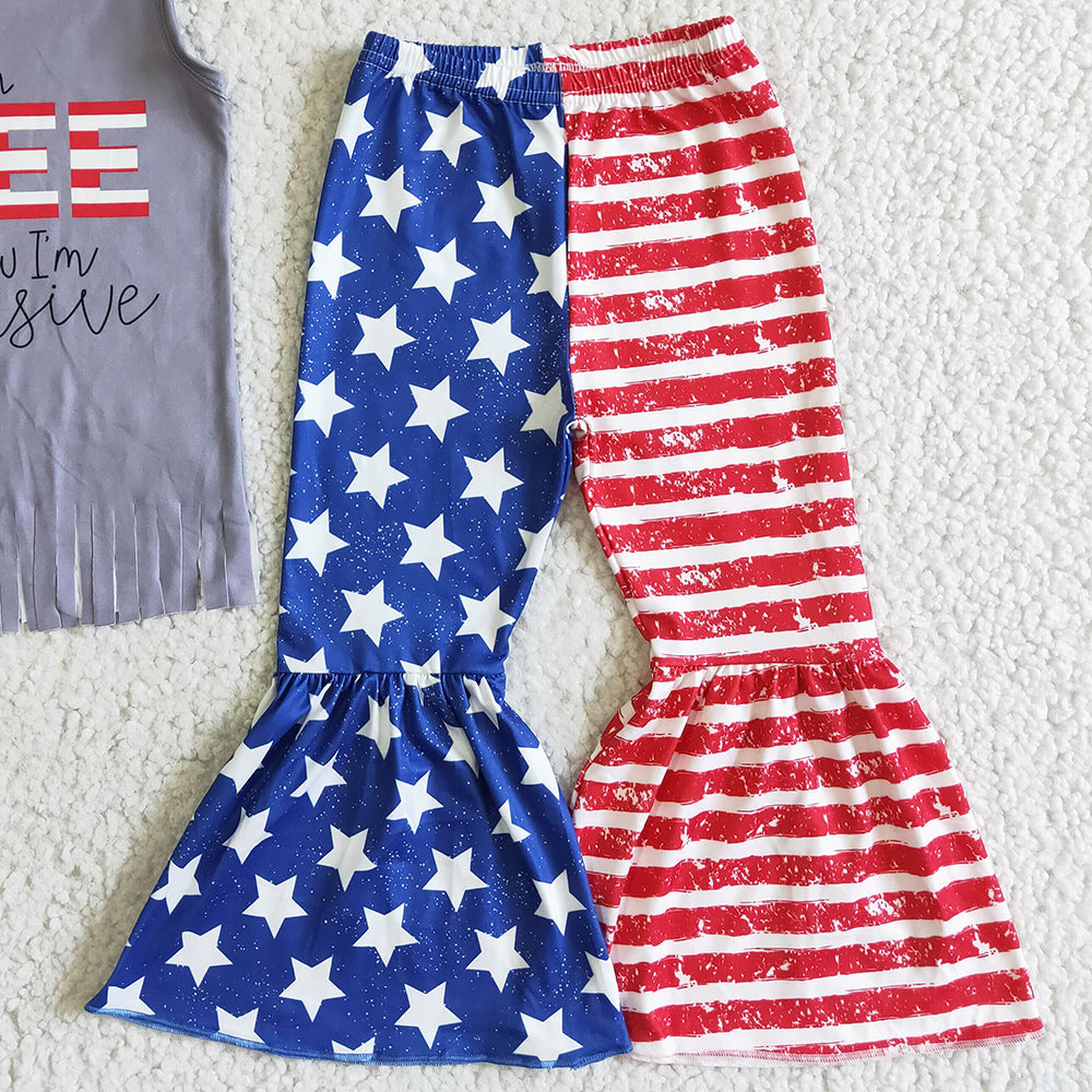 Hot Sale Baby Girls Clothes Bell Pants Set July 4th Boutique Kids Clothes Girls Clothing GSPO0050