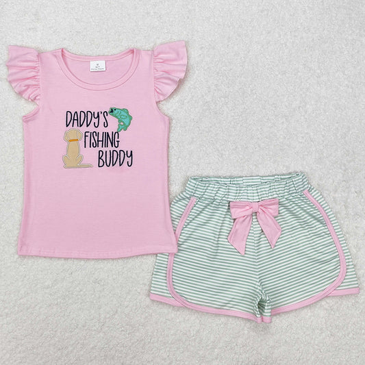 Baby Girls Clothes Daddy's Fishing Buddy Tops Shorts Clothes Sets BSSO1147 GSSO1673