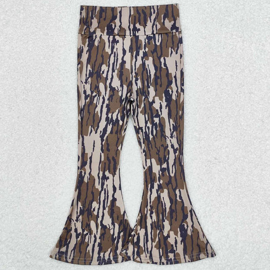Baby Girls Pants Green Camo Brown Bell Bottom Pants P0590