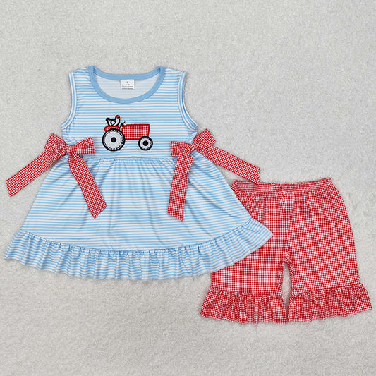 Baby Girls Clothes Farm Chicken Bow Tunic Tops Ruffle Shorts Clothes Sets GSSO1728