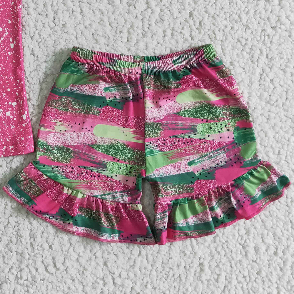 Cute Girls Summer Clothes Set Short Sleeve Shorts Boutique Baby Girls Clothing Outfits GSSO0074