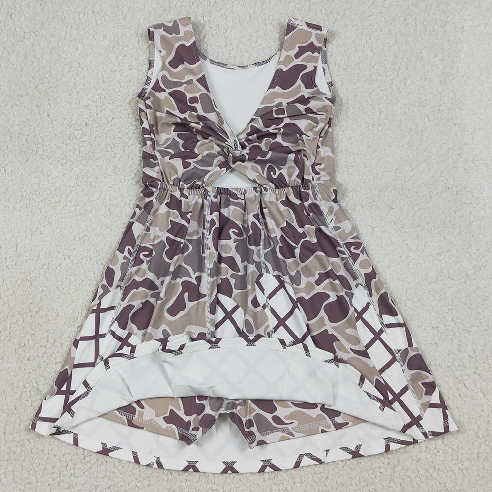 Baby Girls Dress Southern Grey Camo Drip Team Shorts Yoga Knee Length Dresses GSD2819