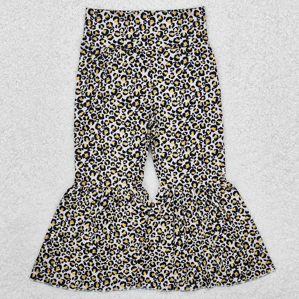 Baby Girls Pants Leopard High Waistband Bell Bottom Pants P0460