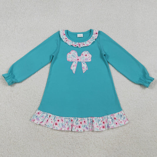 Baby Girls Dress Embroidery Floral Bows Ruffle Knee Length Dresses GLD1204 10.21