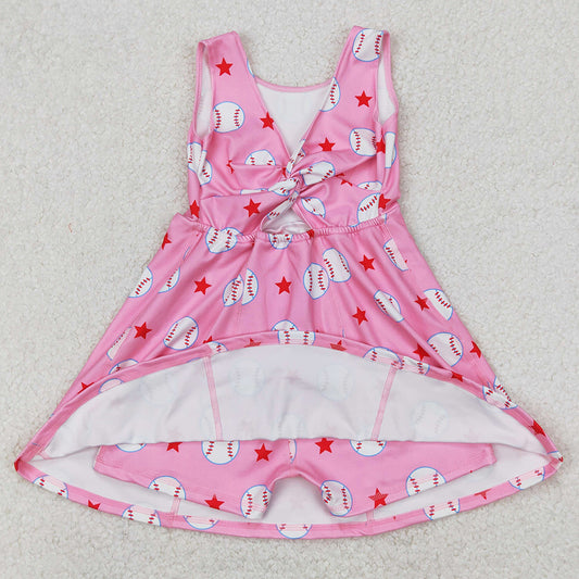 Baby Girls Athletic Dress Baseball Stars Yoga Active Wear Skort Knee Length Dresses GSD2135