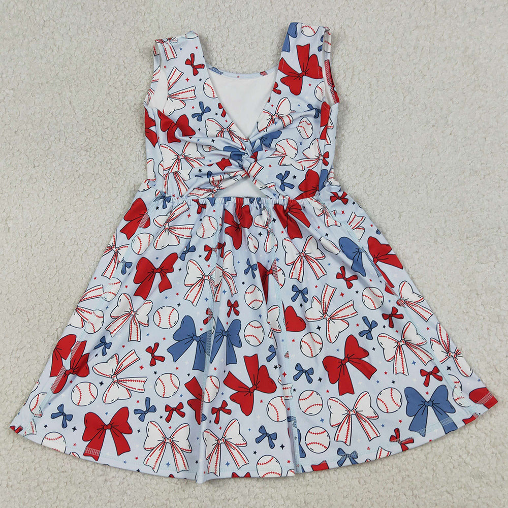Baby Girls Dress Baseball 4th Of July Yoga Active Wear Skort Knee Length Dresses GSD2150
