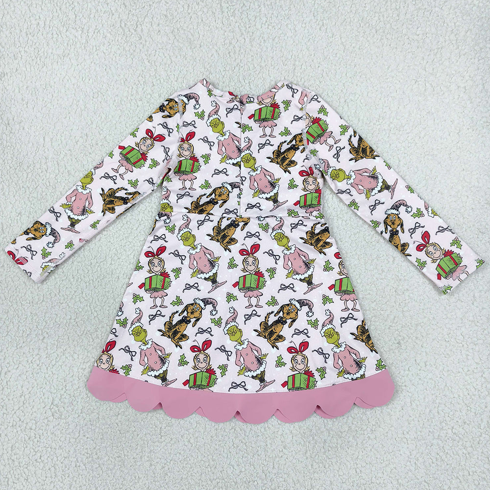 Baby Girls Dress Frogs Gifts Christmas Yoga Active Short Bows Scallop Knee Length Dress GLD1656