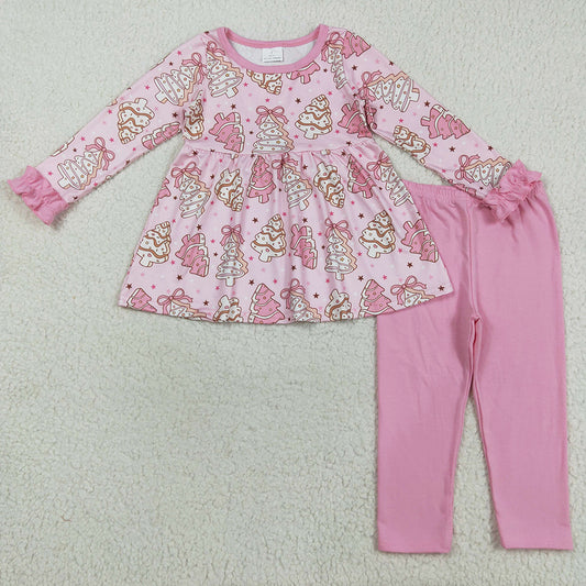 Baby Girls Clothes Pink Christmas Trees Bows Tunic Legging Pants Set GLP2471 8.9