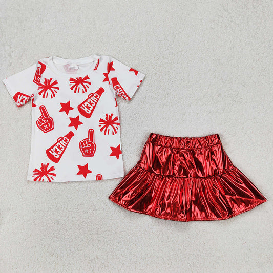 Baby Girls Clothes Boutique Red Tops Leather Skirts Sets GSD2369 3.20