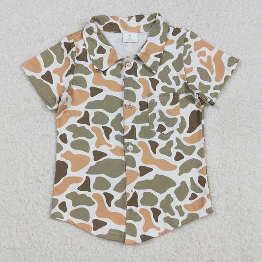 Baby Boys T-shirts Western Green Khaki Camo Button Pocket Shirts Top BT1312 9.1