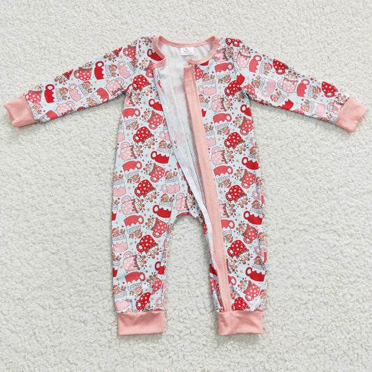 Baby Girls Romper Christmas Cups Zip Rompers LR0294
