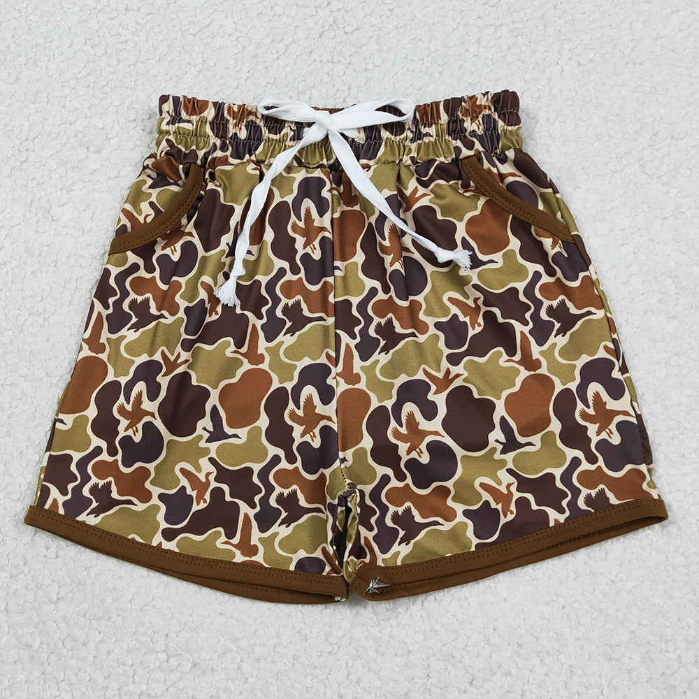 Baby Boys Shorts Olive Brown Ducks Camo Hunting Pockets Shorts Bottom SS0673