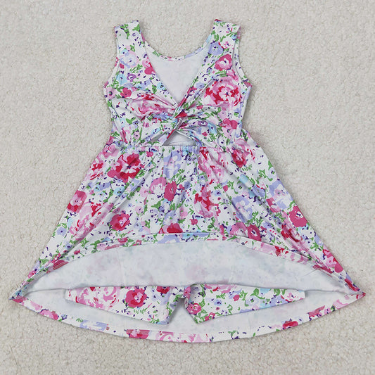 Baby Girls Dress Pink Flowers Sleeveless Athletic Dresses GSD1991