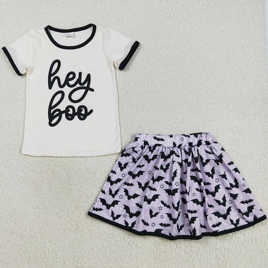Baby Girls Clothes Hey Boo Top Bats Plaid Skorts Halloween Set GSD2772 8.16