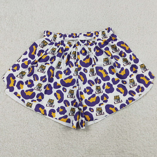 Adult Women Shorts Leopard LSU Tigers Team Yoga Active Butterfly Shorts Bottoms SS0811