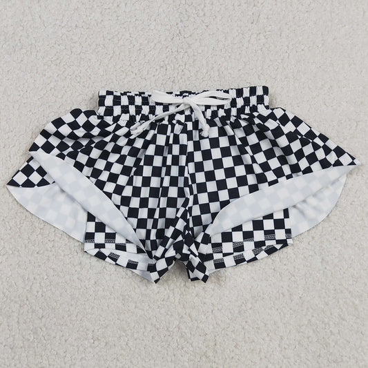 Baby Girls Shorts White Black Checked Yoga Active Butterfly Shorts Bottom SS0865