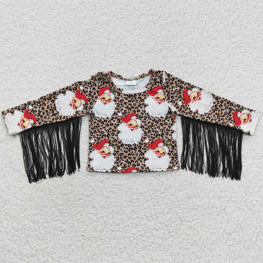 Christmas Girls Clothes Top Santa Claus Tassel Shirts GT0186