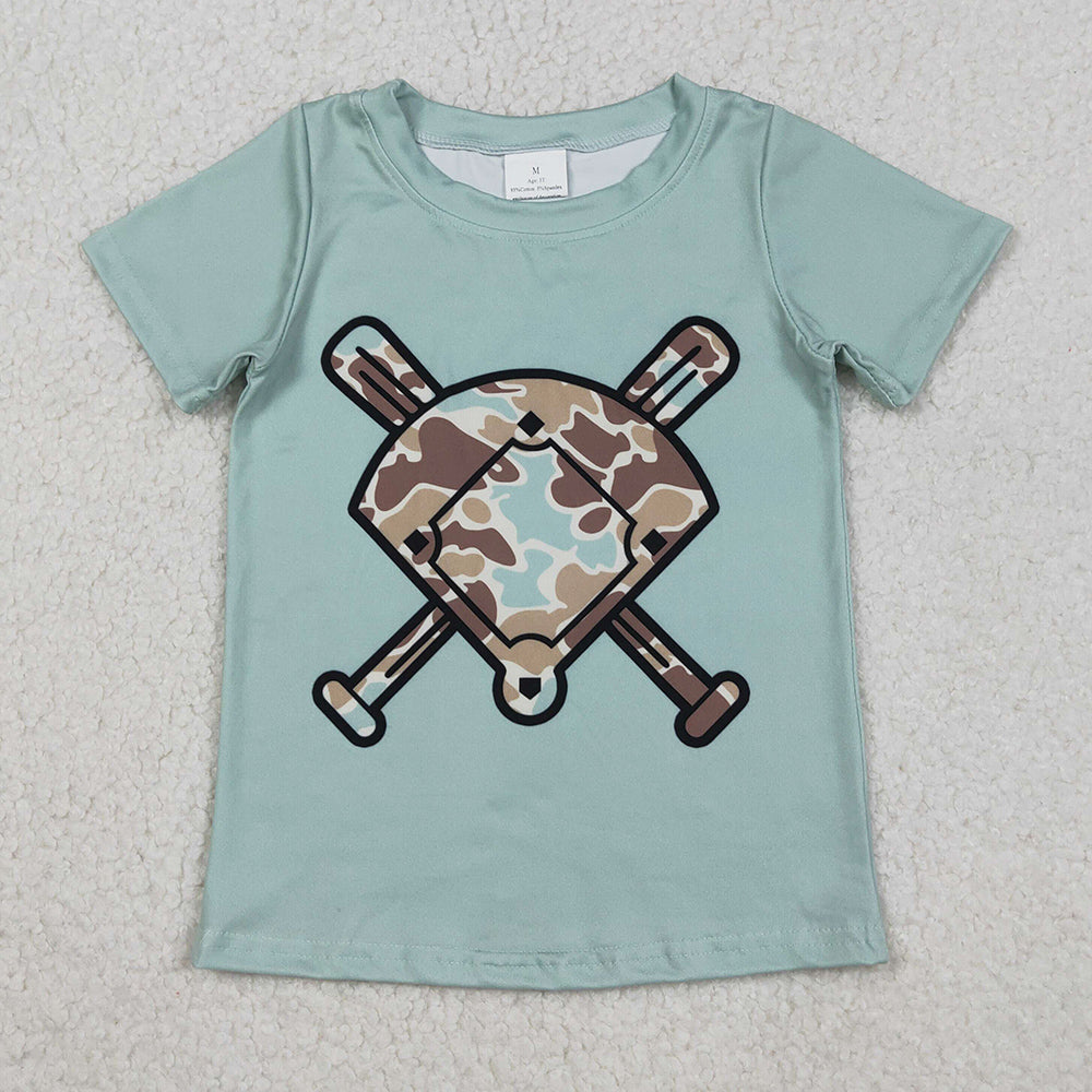Baby Boys T-shirts Short Sleeve Camo Baseballs Team T-shirts Top BT1422 11.6