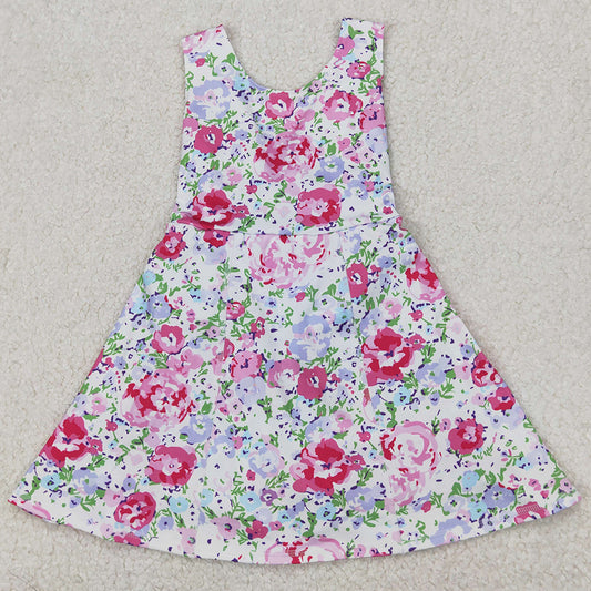 Baby Girls Dress Pink Flowers Sleeveless Athletic Dresses GSD1991