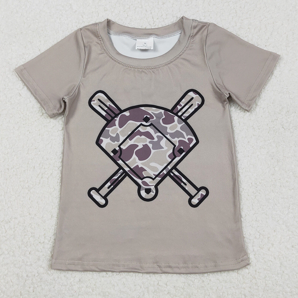 Baby Boys T-shirts Grey Camo Baseball Short Sleeve Team T-shirts BT1417 11.15