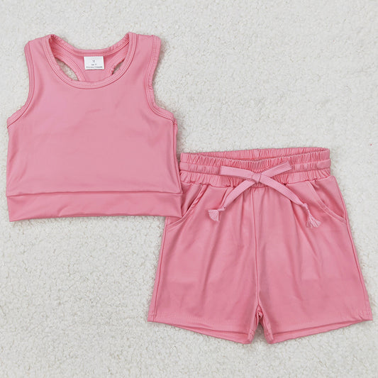 Baby Girls Clothes Pink Vest Top Yoga Sports Shorts Clothes Sets GSSO2130 3.25