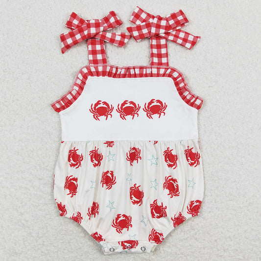 Baby Girls Rompers Crabs Straps Red Checkered Rompers SR1186 SR1185