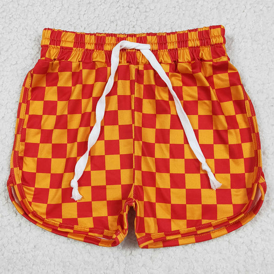 Baby Girls Shorts Orange Checkered Elastic Sports Shorts SS0297