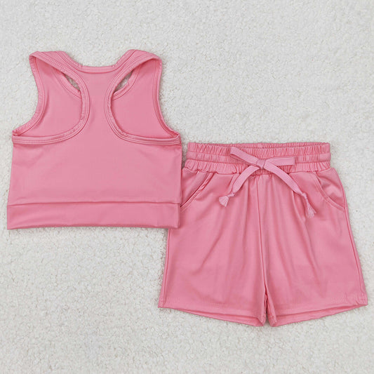Baby Girls Clothes Pink Vest Top Yoga Sports Shorts Clothes Sets GSSO2130 3.25