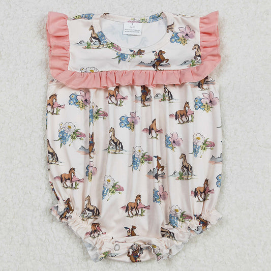 Baby Infant Girls Rompers Western Horse Flowers Rompers SR2690 3.1