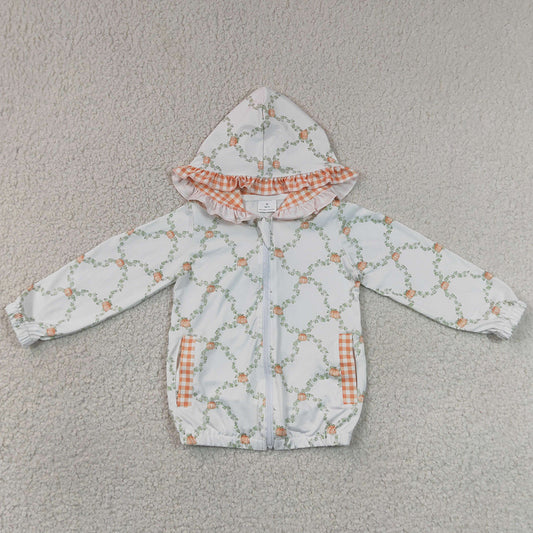 Baby Girls Clothes Flowers Pumpkins Checked Fall Zip Pockets Hoodies Tops GT1662