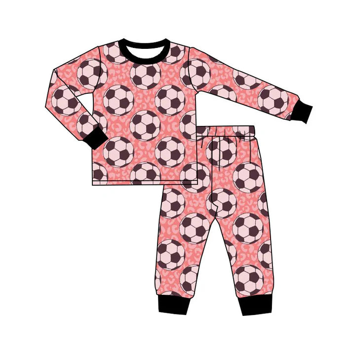 Preorder(moq 5) Baby Boys Leopard Footballs Top Pants Team Pajamas Sets 10.15