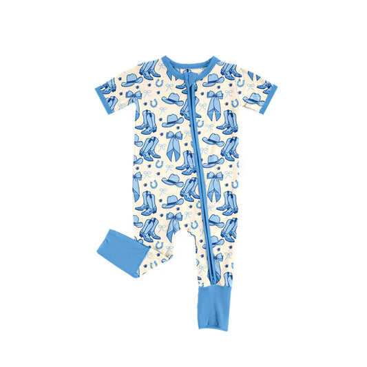 Preorder (moq 5)Baby Girls Bows Boots Hats Western Two Way Zip Convertible Rompers 11.24