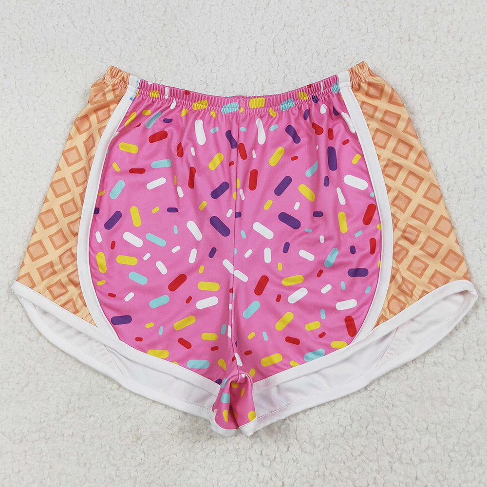 Adult Women Shorts Pink Ice-cream Drip Yoga Shorts Bottoms SS0574 6.19