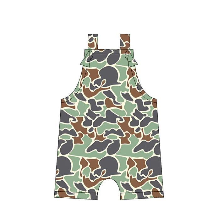Preorder moq 5 Baby Boys Straps Green Camouflage Rompers 5.12