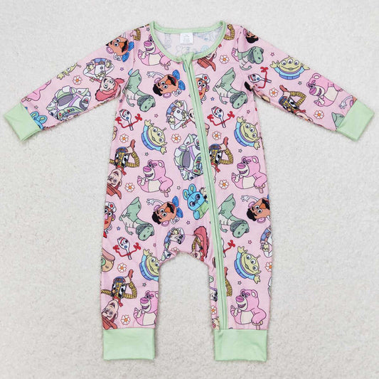 Baby Infant Girls Rompers Cartoon Animals Long Sleeve Zip Bamboo Rompers LR0970