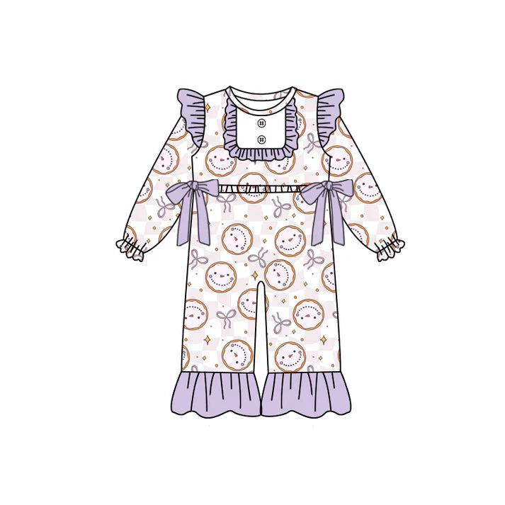 Preorder(moq 5)Baby Girls Purple Smile Bows Ruffle Rompers 8.14