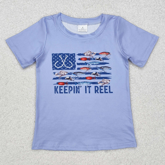 Baby Boys T-shirts Fishing Keepin it Reel Short Sleeve Tops BT0873