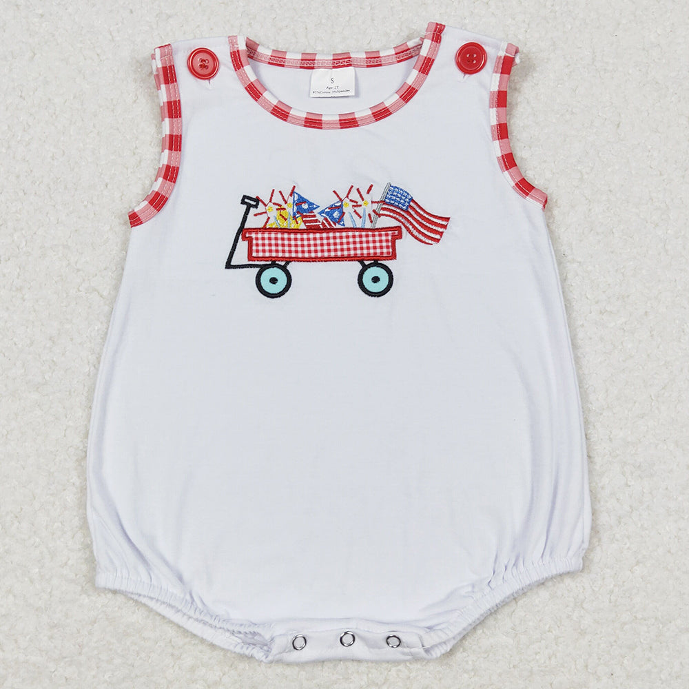 Baby Boys Rompers 4th Of July Flag Tractor Sleeveless Summer Rompers SR1078