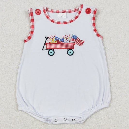 Baby Boys Rompers 4th Of July Flag Tractor Sleeveless Summer Rompers SR1078