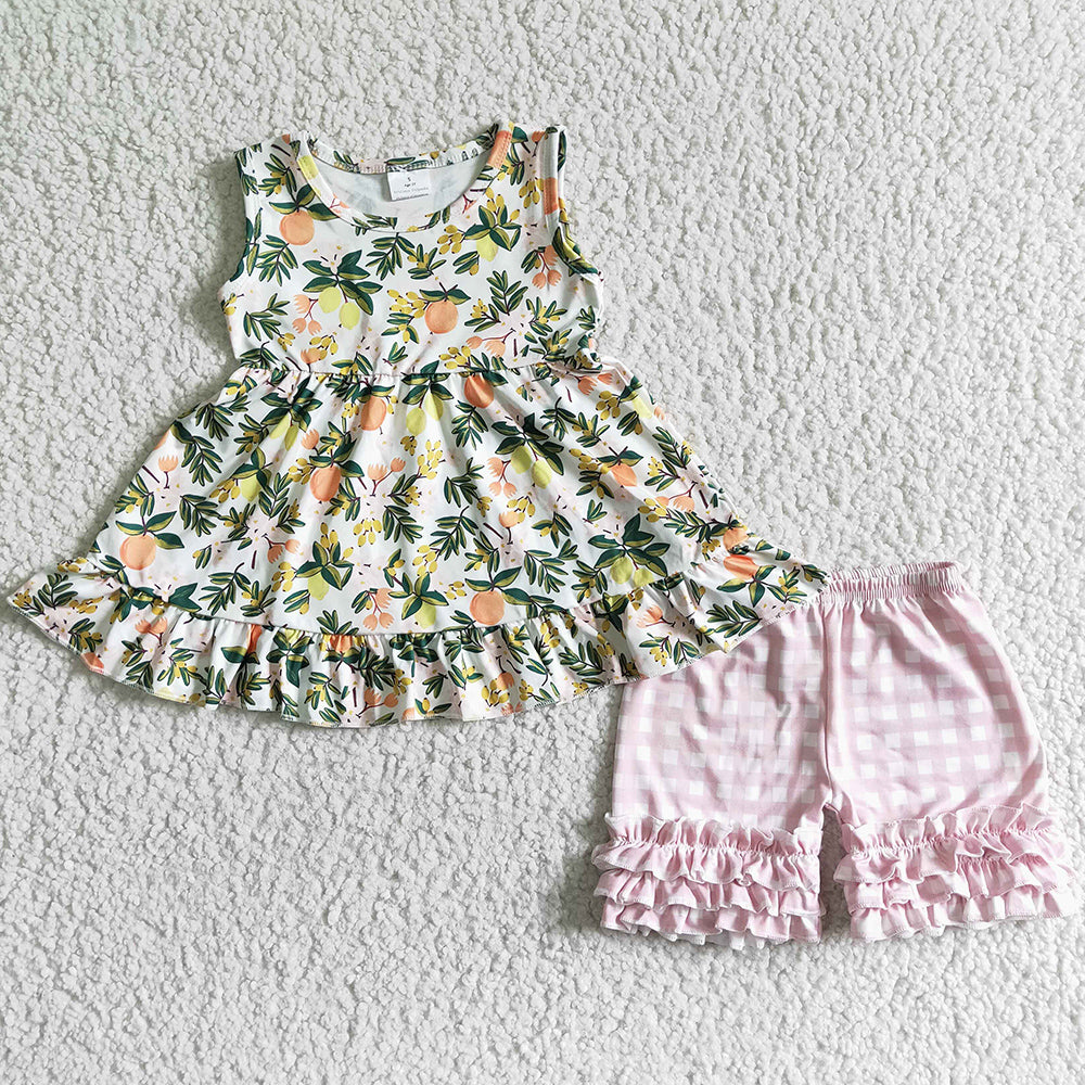 Baby Girls Clothes Lemon Cute Girls Summer Clothing Set Boutique Kids Clothing Outfits GSSO0076