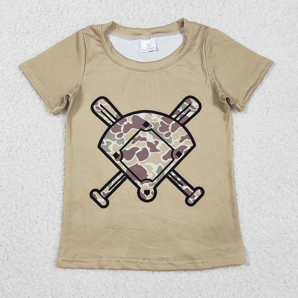 Baby Boys T-shirts Khaki Camo Baseball Short Sleeve Team T-shirts BT1418 11.18