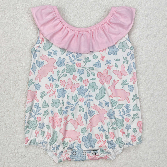 Baby Infant Girls Rompers Easter Rabbits Pink Flowers Rompers SR2546 3.11