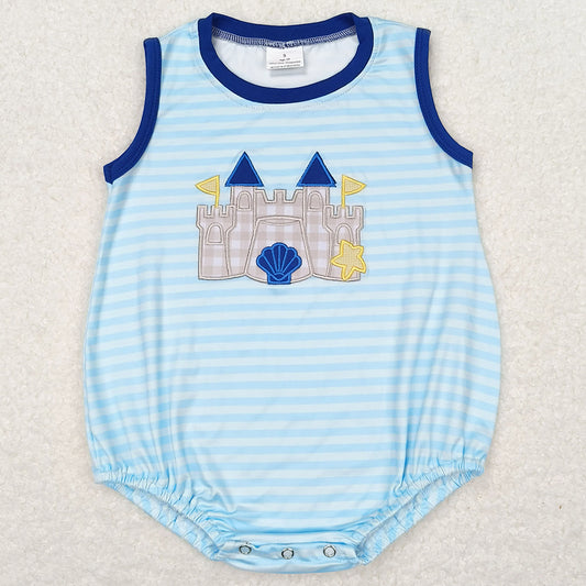Baby Boys Rompers Summer Blue Stripes Castle Beach Rompers SR1318