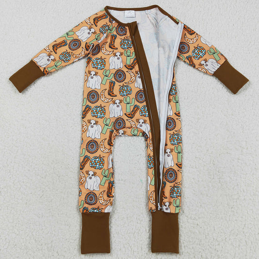 Baby Boys Rompers Western Cactus Boots Cows Zipper Footie Rompers LR2463 8.16
