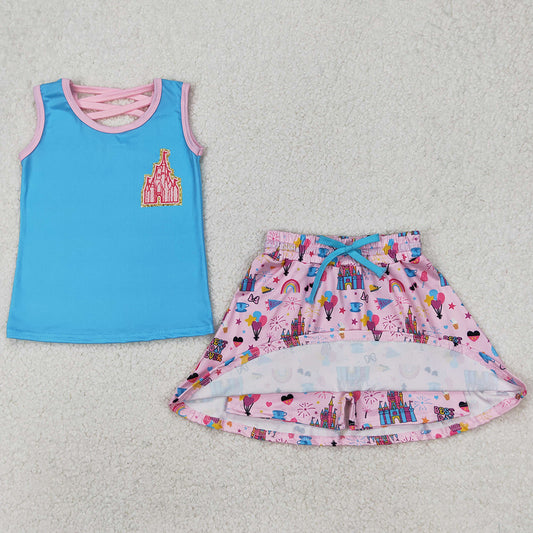 Baby Girls Clothes Castle Princess Shirt Skort Skirt Clothes Sets GSD2072