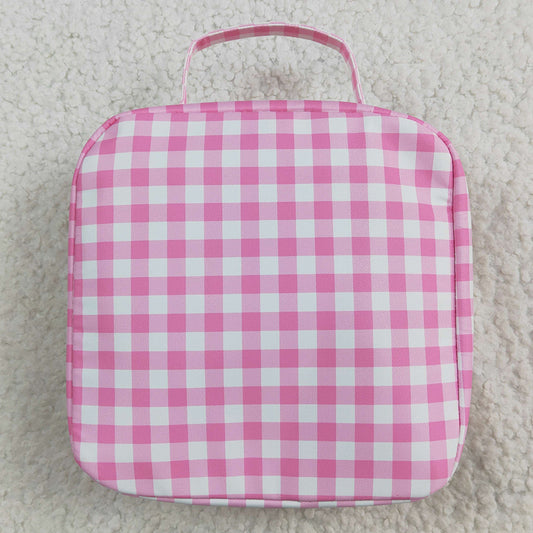 Baby Girls Pink Checkered Lunch Dinnder Picnic Thermal Bags Boxes BA0283