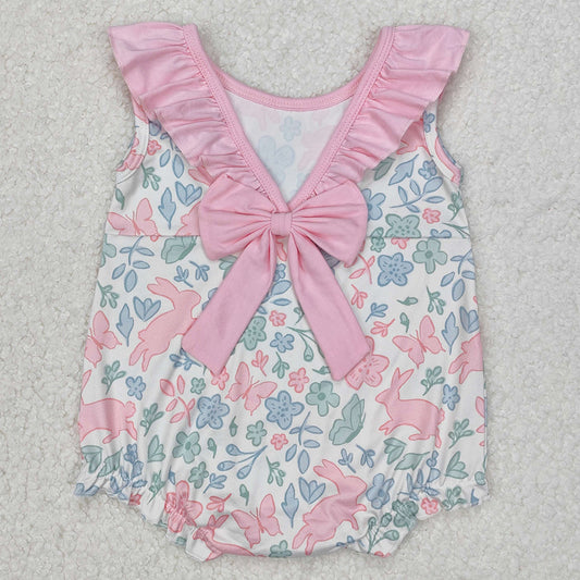 Baby Infant Girls Rompers Easter Rabbits Pink Flowers Rompers SR2546 3.11