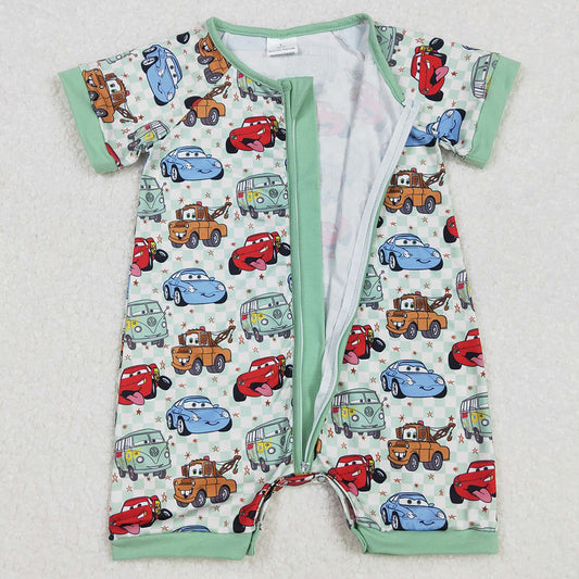 Baby Infant Boys Rompers Car Green Checkered Zip Rompers SR2373 3.1